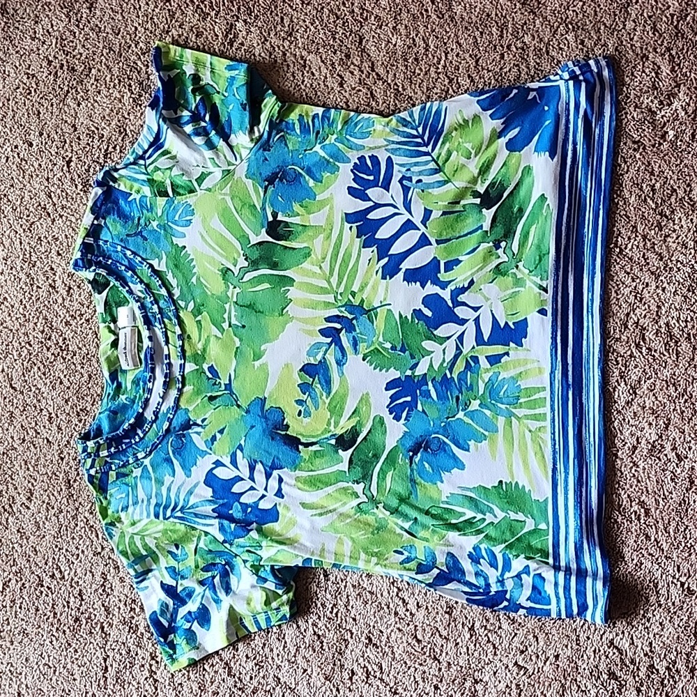 Alfred dunner tropical vibrant palm tee 2x